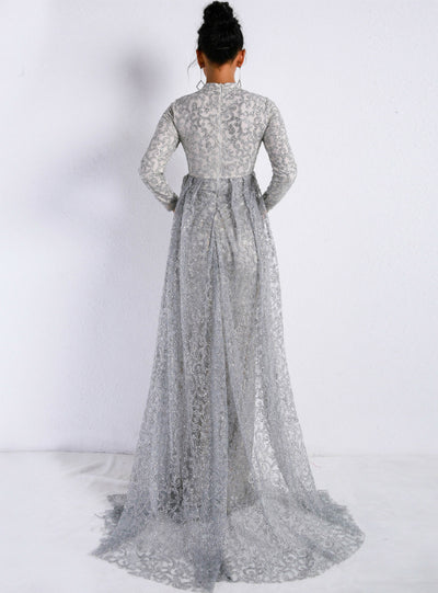 Long Sleeve Geometric Mop Wedding Party Dress Skirt