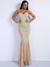 Sexy Sling Deep V Mermaid Ball Shiny Dress