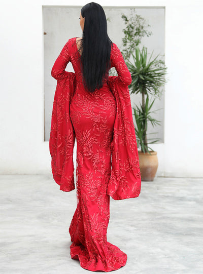 Retro Trumpet Sleeve Party Mop Evening Dress Skirt