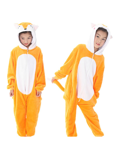Fox Kids Flannel Pajamas Children Cartoon Animal