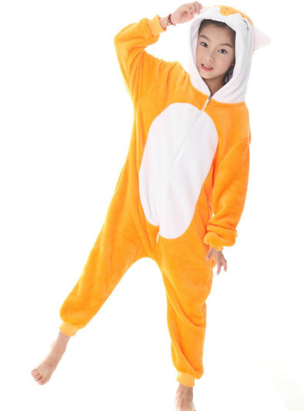 Fox Kids Flannel Pajamas Children Cartoon Animal