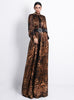 High Collar Long Sleeve Leopard Print Jumpsuit