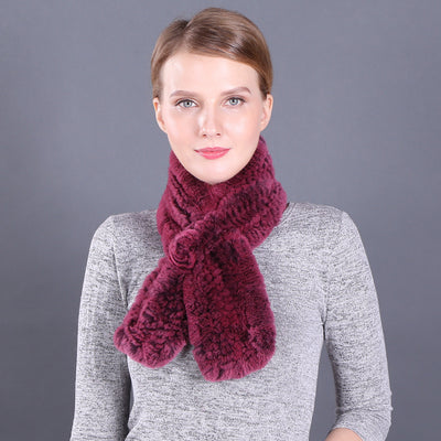 Women Warm Wool Rex Fur Scarf Neck Girl Winter