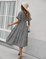 Plaid Temperament Big Swing Dress