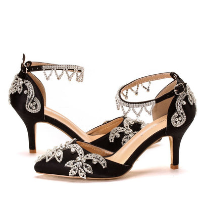 Silk Satin Fine Rhinestone Sandals