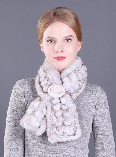 Weaving Rex Rabbit Fur Ccarf Dense Contrast Color