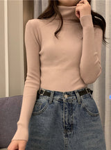 Women Turtleneck Sweaters Slim Pullover Casual Soft Knit Sweater