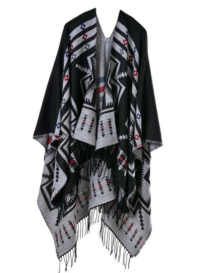 Cross Plum Lengthened Thickened Split Shawl