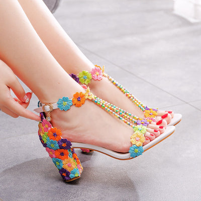 Beaded Lace Wedding Shoes Sandals