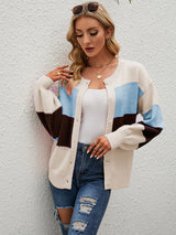 Loose Striped Color Matching Coat Knitted Cardigan