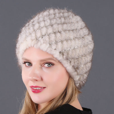 Mink Wool Knitted Double-layer Warm Pineapple Hat
