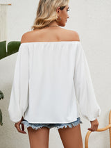 Off the Shoulder Solid Color Chiffon Top