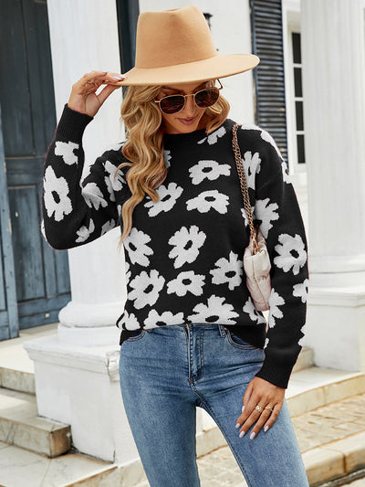 Loose Pullover Flower Sweater