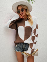 Long Sleeve Love Pattern Turtleneck Sweater