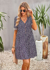 V-neck Floral Short-sleeved Dress