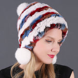 Three-ball Ear Protection Rex Rabbit Fur Hat