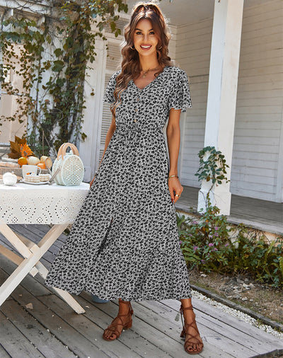 Rope Split Holiday Dress Long Dress