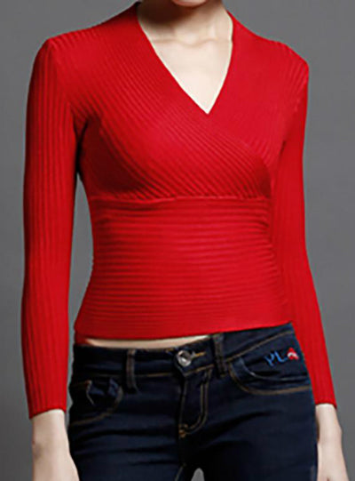 Sexy Winter Knitted Sweater V Neck Cashmere Sweater