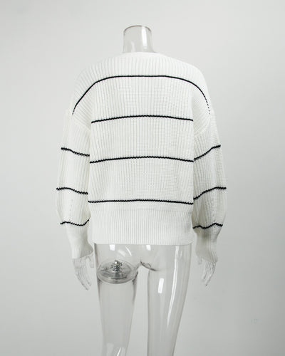 Striped Cardigan Short Loose Sweater