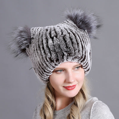 Rex Fur Hats Ladies Thicken Keep Warm