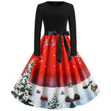 Christmas Tree Print Long Sleeve Dress