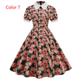 Printed Short Sleeve Doll Collar Printed Dress