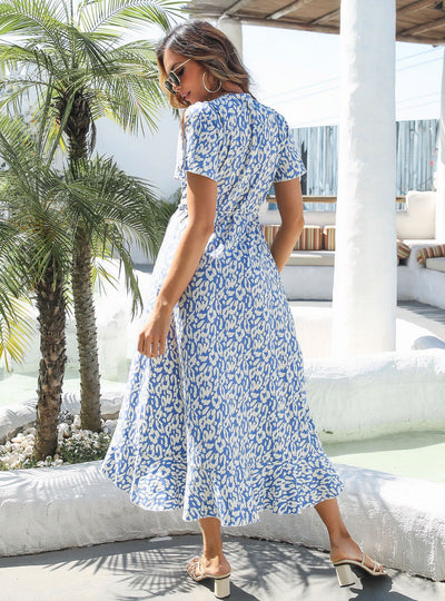 Holiday Printed Flounce Bohemian Dress