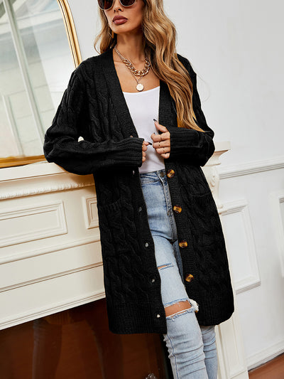 Long Sleeve Button Twist Cardigan Sweater