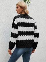 Turtleneck Striped Color Matching Sweater