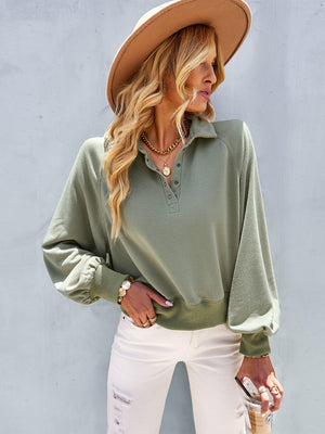 Women Long Sleeve Solid Color Top