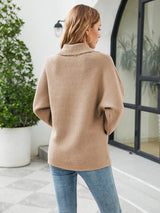 Loose Turtleneck Top Solid Color Sweater