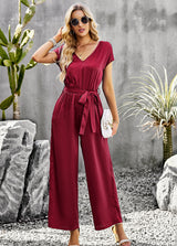 Loose Wide-leg Solid Color Jumpsuit