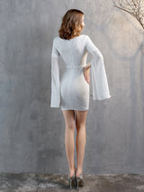 V-neck Sequins Short Sleeve Party Dress