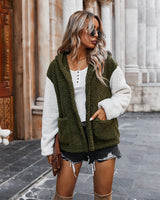 Autumn and Winter Color Matching Hooded Padded Coat