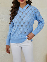 V-neck Fish-scale Hollow Sweater