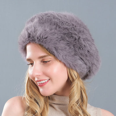 Rabbit Fur Hat Winter Ladies Warm Hat