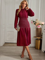 Solid Color Split Casual Dress