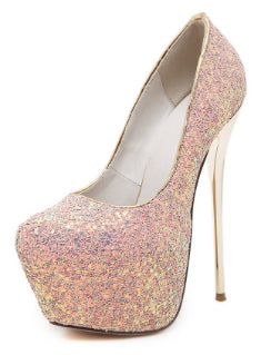 High Stiletto Heels Shoes Toe Thin Heels Glitters 