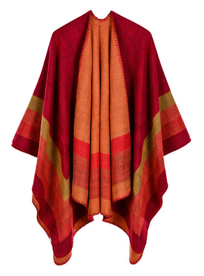 Four Bar Large Frame Split Cashmere Napped Shawl