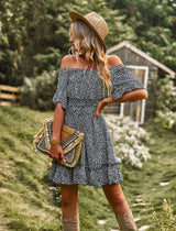 Leopard Leisure Off the Shoulder Dress