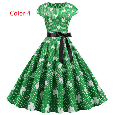 Round Neck Four-leaf Clover Dress
