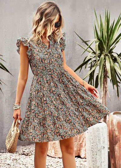 Women Holiday Fashion Print Dress