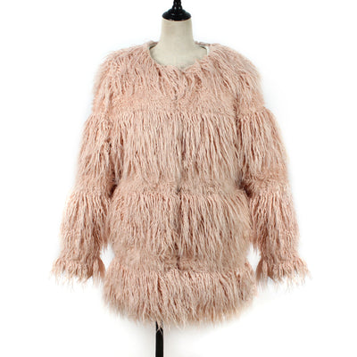 Beach Wool Faux Fur Coat Cotton Wool Coat