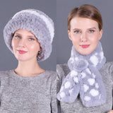Female Winter Rex Rabbit Hair Knitted Wool Hat