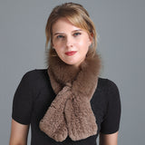 Rex Fur Scarf Women's Knitted Thick Warm