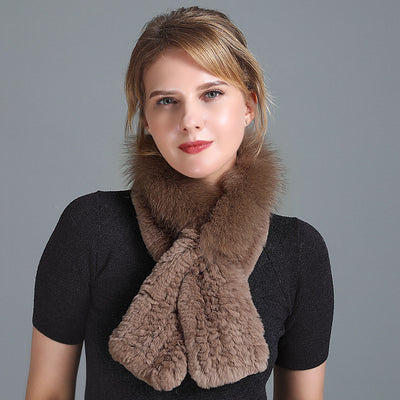 Rex Fur Scarf Women's Knitted Thick Warm