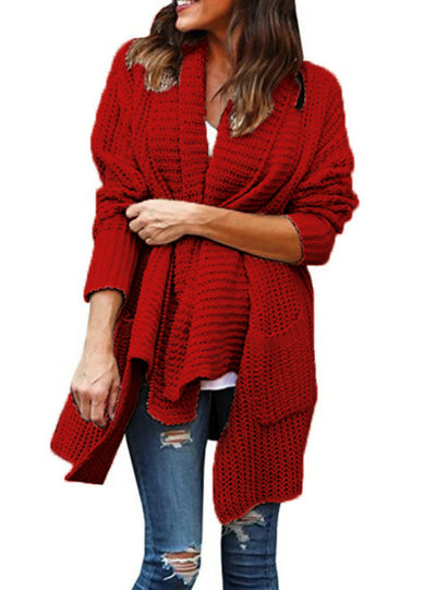 Sweater Cardigan Loose Irregular Lapel Double Bag