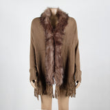 Fringed Cape Shawl Cape Cardigan Sweater