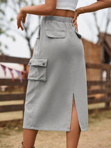 Drawstring Denim Frock Skirt
