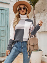 Loose Lapel Stitching Contrast Sweater